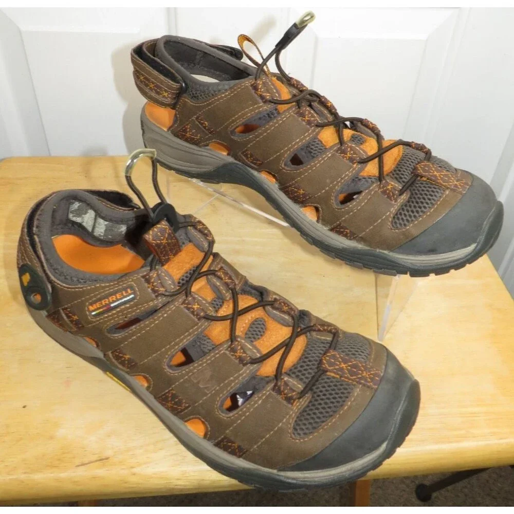 Merrell Fisherman Water Shoes Brown/Orange Outdoor Adjustable Size 12